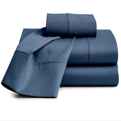 100% Organic Cotton Bed Sheets |Queen-XL, Mediterranean Blue| - Organic Sheets - 800-Thread-Count Organic Cotton - Organic-Cotton Sateen Sheets - 17-Inch Deep-Pocket Organic Certified Cotton-Sheets