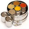 ARTISENIA Mother's Day Gifts Stainless Steel Spice Container Masala Box 7 Containers and 2 Small Spoon Masala Box Indian Masala Dabba With Size 9 X 9 Inches view 2