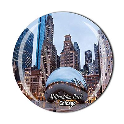 Chicago USA 3D Millennium Park Fridge Magnet Souvenir Crystal Glass Magnet Travel Souvenir Collection Gift Home Kitchen Decoration