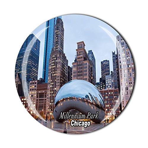 Chicago USA 3D Millennium Park Fridge Magnet Souvenir Crystal Glass Magnet Travel Souvenir Collection Gift Home Kitchen Decoration