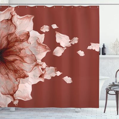 Ambesonne Flower Shower Curtain, Abstract Themed Modern Futuristic Image with Water Like Colored Artwork Print, Cloth Fabric Bathroom Decor Set with Hooks, 69" W x 84" L, Burgundy