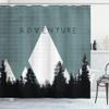 Ambesonne Adventure Shower Curtain, Forest Halftone Effect Hipster Typography Camping in Mountains, Cloth Fabric Bathroom Decor Set with Hooks, 69" W x 75" L, Cadet Blue view 1