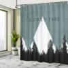Ambesonne Adventure Shower Curtain, Forest Halftone Effect Hipster Typography Camping in Mountains, Cloth Fabric Bathroom Decor Set with Hooks, 69" W x 75" L, Cadet Blue view 4