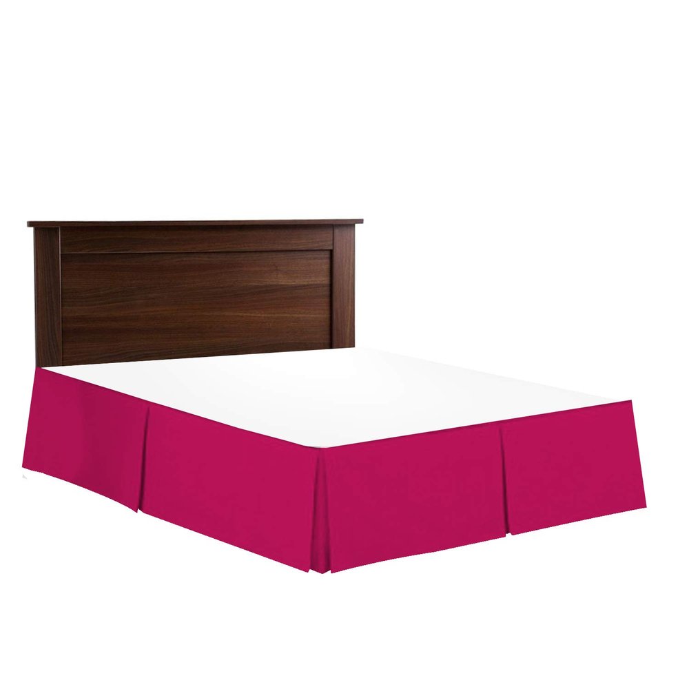 Bed Skirt - Hotel Luxury Bed Skirt Dust Ruffle 12 inch Tailored Drop Soft 800 Thread Count 100% Natural Cotton Wrinkle and Fade Resistant - Pleated Bed Skirts (King XL, Hot Pink) Bedskirt