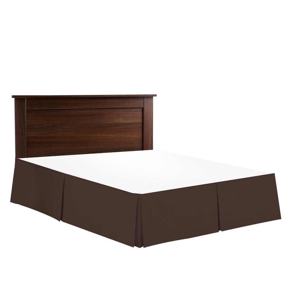 Bed Skirt - Hotel Luxury Bed Skirt Dust Ruffle 15 inch Tailored Drop Soft 800 Thread Count 100% Natural Cotton Wrinkle and Fade Resistant - Pleated Bed Skirts (Queen, Brown) Bedskirt