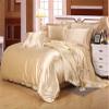 Rico Bedding Silk Satin Sheet Set 7 Pcs Silky Texture Luxurious , Royal Look Silky Sheet Combo Set 1 Flat Sheet 1 Fitted Sheet 1 Duvet Cover 4 Pillowcases!| Dark Ivory/ Twin XL view 1