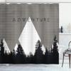 Ambesonne Adventure Shower Curtain, Forest Halftone Effect Hipster Typography Camping in Mountains, Cloth Fabric Bathroom Decor Set with Hooks, 69" W x 70" L, Grey Taupe view 1