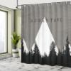 Ambesonne Adventure Shower Curtain, Forest Halftone Effect Hipster Typography Camping in Mountains, Cloth Fabric Bathroom Decor Set with Hooks, 69" W x 70" L, Grey Taupe view 4