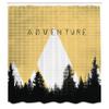 Ambesonne Adventure Shower Curtain, Forest Halftone Effect Hipster Typography Camping in Mountains, Cloth Fabric Bathroom Decor Set with Hooks, 69" W x 84" L, Black Mustard view 2