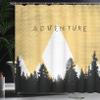 Ambesonne Adventure Shower Curtain, Forest Halftone Effect Hipster Typography Camping in Mountains, Cloth Fabric Bathroom Decor Set with Hooks, 69" W x 84" L, Black Mustard view 3