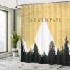 Ambesonne Adventure Shower Curtain, Forest Halftone Effect Hipster Typography Camping in Mountains, Cloth Fabric Bathroom Decor Set with Hooks, 69" W x 84" L, Black Mustard view 4
