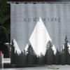 Ambesonne Adventure Shower Curtain, Forest Halftone Effect Hipster Typography Camping in Mountains, Cloth Fabric Bathroom Decor Set with Hooks, 69" W x 84" L, Blue Grey view 3