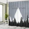 Ambesonne Adventure Shower Curtain, Forest Halftone Effect Hipster Typography Camping in Mountains, Cloth Fabric Bathroom Decor Set with Hooks, 69" W x 84" L, Blue Grey view 4