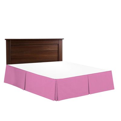 Bed Skirt - Hotel Luxury Bed Skirt Dust Ruffle 15 inch Tailored Drop Soft 800 Thread Count 100% Natural Cotton Wrinkle and Fade Resistant - Pleated Bed Skirts (Olympic Queen, Pink) Bedskirt