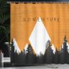 Ambesonne Adventure Shower Curtain, Forest Halftone Effect Hipster Typography Camping in Mountains, Cloth Fabric Bathroom Decor Set with Hooks, 69" W x 75" L, Apricot Grey view 3