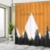 Ambesonne Adventure Shower Curtain, Forest Halftone Effect Hipster Typography Camping in Mountains, Cloth Fabric Bathroom Decor Set with Hooks, 69" W x 75" L, Apricot Grey view 4