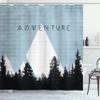Ambesonne Adventure Shower Curtain, Forest Halftone Effect Hipster Typography Camping in Mountains, Cloth Fabric Bathroom Decor Set with Hooks, 69" W x 75" L, Pale Azure view 1