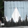 Ambesonne Adventure Shower Curtain, Forest Halftone Effect Hipster Typography Camping in Mountains, Cloth Fabric Bathroom Decor Set with Hooks, 69" W x 75" L, Pale Azure view 3