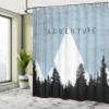 Ambesonne Adventure Shower Curtain, Forest Halftone Effect Hipster Typography Camping in Mountains, Cloth Fabric Bathroom Decor Set with Hooks, 69" W x 75" L, Pale Azure view 4