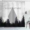 Ambesonne Adventure Shower Curtain, Forest Halftone Effect Hipster Typography Camping in Mountains, Cloth Fabric Bathroom Decor Set with Hooks, 69" W x 70" L, Pale Tan view 1