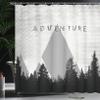 Ambesonne Adventure Shower Curtain, Forest Halftone Effect Hipster Typography Camping in Mountains, Cloth Fabric Bathroom Decor Set with Hooks, 69" W x 70" L, Pale Tan view 3