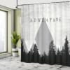 Ambesonne Adventure Shower Curtain, Forest Halftone Effect Hipster Typography Camping in Mountains, Cloth Fabric Bathroom Decor Set with Hooks, 69" W x 70" L, Pale Tan view 4