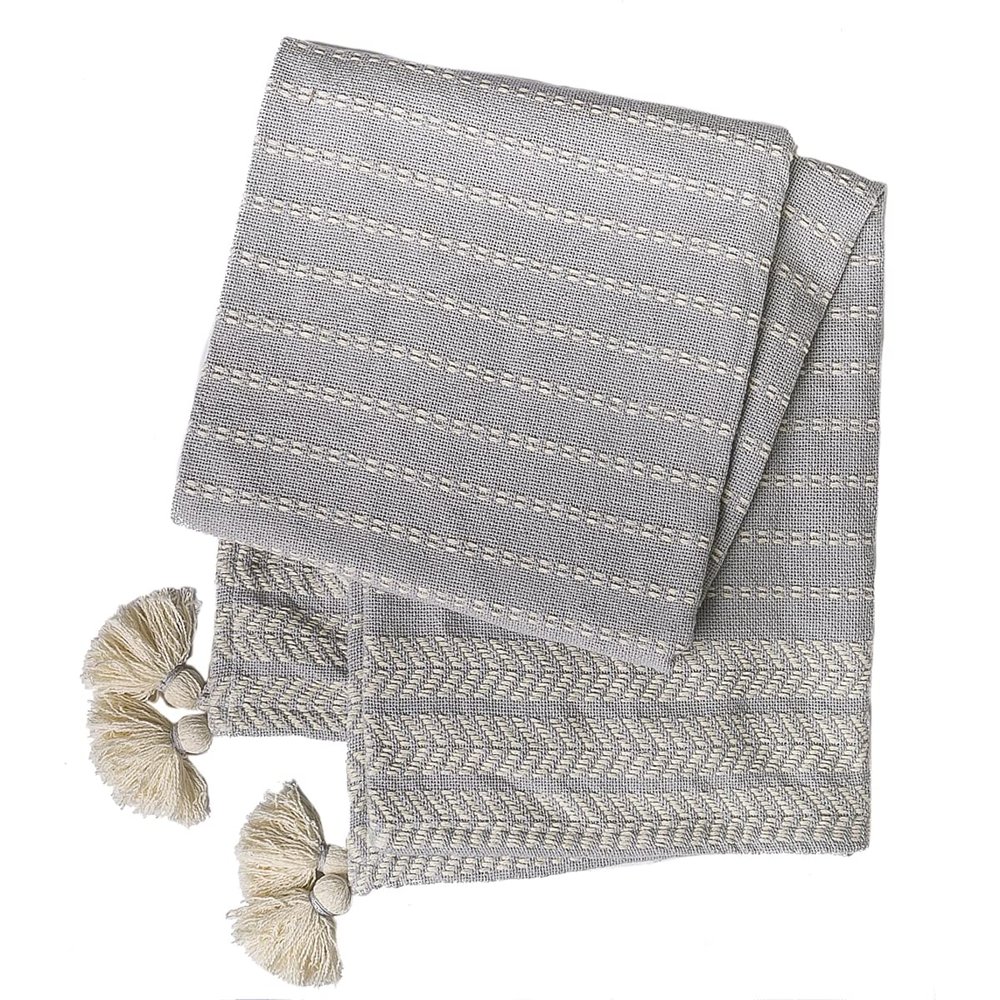 Peking Handicraft 21PK978C5060 Throw Blanket, 60-inch Length, Cotton (Gideon Fog)