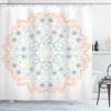 Ambesonne Mandala Shower Curtain, Oriental Inspired Motif Flower Petal and Branches Lace Print, Cloth Fabric Bathroom Decor Set with Hooks, 69" W x 75" L, Peach Grey view 1