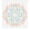 Ambesonne Mandala Shower Curtain, Oriental Inspired Motif Flower Petal and Branches Lace Print, Cloth Fabric Bathroom Decor Set with Hooks, 69" W x 75" L, Peach Grey view 2