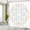 Ambesonne Mandala Shower Curtain, Oriental Inspired Motif Flower Petal and Branches Lace Print, Cloth Fabric Bathroom Decor Set with Hooks, 69" W x 75" L, Peach Grey view 4
