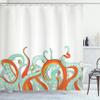 Ambesonne Octopus Shower Curtain, Animal Tentacles Background Underwater Marine Nature and Sea Creatures Nautical, Cloth Fabric Bathroom Decor Set with Hooks, 69" W x 75" L, Vermilion view 1