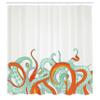 Ambesonne Octopus Shower Curtain, Animal Tentacles Background Underwater Marine Nature and Sea Creatures Nautical, Cloth Fabric Bathroom Decor Set with Hooks, 69" W x 75" L, Vermilion view 2