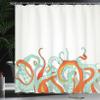 Ambesonne Octopus Shower Curtain, Animal Tentacles Background Underwater Marine Nature and Sea Creatures Nautical, Cloth Fabric Bathroom Decor Set with Hooks, 69" W x 75" L, Vermilion view 3