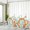 Ambesonne Octopus Shower Curtain, Animal Tentacles Background Underwater Marine Nature and Sea Creatures Nautical, Cloth Fabric Bathroom Decor Set with Hooks, 69" W x 75" L, Vermilion view 4