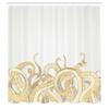 Ambesonne Octopus Shower Curtain, Animal Tentacles Background Underwater Marine Nature and Sea Creatures Nautical, Cloth Fabric Bathroom Decor Set with Hooks, 69" W x 70" L, Pale Yellow view 2