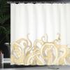 Ambesonne Octopus Shower Curtain, Animal Tentacles Background Underwater Marine Nature and Sea Creatures Nautical, Cloth Fabric Bathroom Decor Set with Hooks, 69" W x 70" L, Pale Yellow view 3