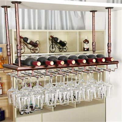 CGF- Mounted Wine Racks Wine Bar Wall Rack,Hanging Bar Glass Rack & Hanging Bottle Holder Adjustable High 30~60cm (Black,Bronze, Gold/ 60cm,80cm,100cm,120cm)