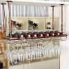 CGF- Mounted Wine Racks Wine Bar Wall Rack,Hanging Bar Glass Rack & Hanging Bottle Holder Adjustable High 30~60cm (Black,Bronze, Gold/ 60cm,80cm,100cm,120cm) view 1