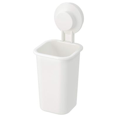 Tooth Brush Holder with Suction Cup, White. No Drill No Screw Required. Easy mountable.TISKEN IKEA.