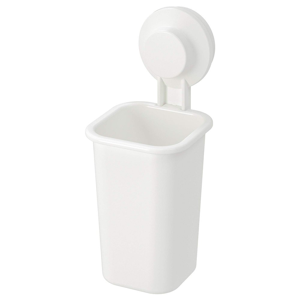 Tooth Brush Holder with Suction Cup, White. No Drill No Screw Required. Easy mountable.TISKEN IKEA.