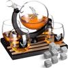 Airforce Whiskey Decanter Set with 4 Liquor Glasses Air Force Whisky Decanter & Glass Set with Wood Base & 9 Whiskey Stones - US Airforce Gift for Men - Globe Bourbon & Scotch Gifts for Dad, HIm Men view 1