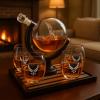 Airforce Whiskey Decanter Set with 4 Liquor Glasses Air Force Whisky Decanter & Glass Set with Wood Base & 9 Whiskey Stones - US Airforce Gift for Men - Globe Bourbon & Scotch Gifts for Dad, HIm Men view 2