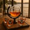 Airforce Whiskey Decanter Set with 4 Liquor Glasses Air Force Whisky Decanter & Glass Set with Wood Base & 9 Whiskey Stones - US Airforce Gift for Men - Globe Bourbon & Scotch Gifts for Dad, HIm Men view 4