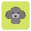 CoolCookware 3.5 x 3.5 in. Checkerboard Lime Green Silver Gray Poodle Foam Coasters44; Set of 4 view 1