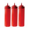 [16 PACK] 24 Oz Red Plastic Condiment Squeeze Bottles Squirt Bottle for Sauces, Dressing, Arts and Crafts, Ketchup, Mustard, Oil, BBQ - Clear Reusable Plastic Containers, BPA Free, Dishwasher Safe view 1