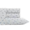 3pc Beach Style 200 Thread Count Cotton Bed Sheets Twin XL Size - with Pillowcase 15-inch Depth Deep Pocket White Fitted Sheets Beautiful Blue Dolphins Print Comfortable Cozy Soft Coastal Bedding Set view 1
