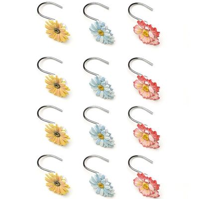 Farm Fresh Flowers Bath Collection - Set of 12 Shower Hooks