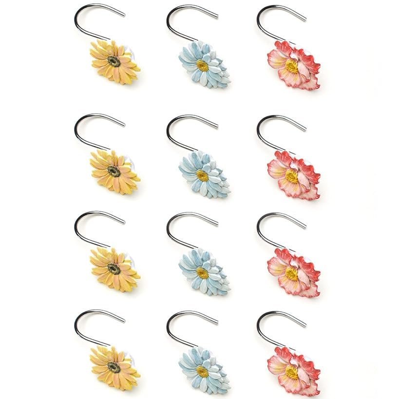 Farm Fresh Flowers Bath Collection - Set of 12 Shower Hooks