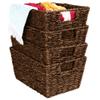 Best Choice Products Rustic Set Of 4 Multipurpose Stackable Seagrass Storage Basket, Handwoven Laundry Organizer Totes for Bedroom and Living Room, Shelves, Pantry w/Insert Handles - Brown view 1