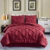 8pcs Modern Pintuck Burgundy Red Comforter Set Cal King Size Bed In a Bag | Attractive Pinch Pleated Artistic Diamond Pattern Down Comforter, 100%Brushed Microfiber Comfortable Comfy Cozy Soft Bedding view 2